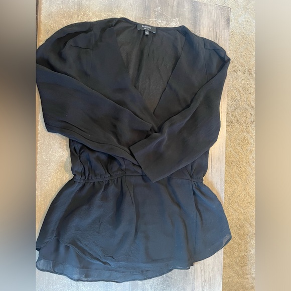 Aritzia Babaton Black Silk V Neck Crossover Blouse Small - Picture 3 of 8
